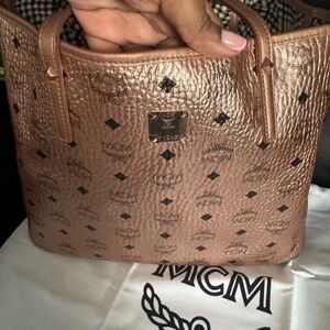 MCM Reversible Metallic Rose Tote Bag